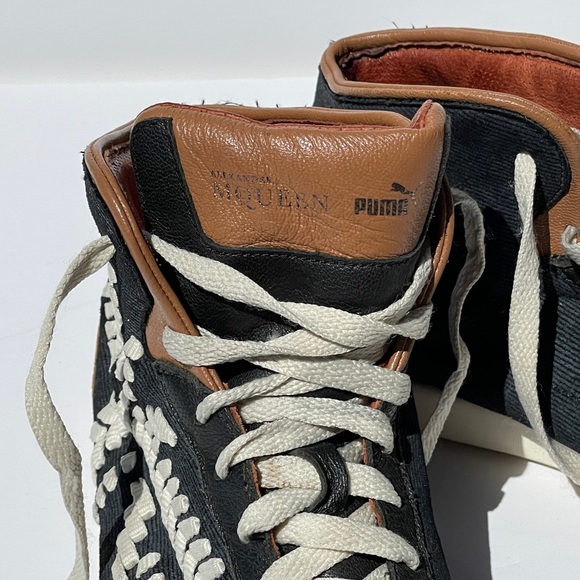 Rare Puma WOMEN ALEXANDER McQUEEN HIGH TOP LEATHER AMQ TRAINERS SNEAKERS 9W - Picture 5 of 9